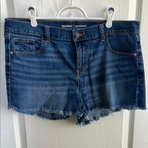 Old Navy Blue Jean Shorts with Frayed Hem - Boyfriend